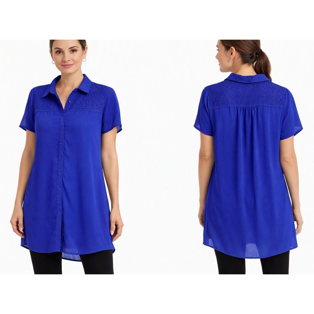 Signature Collection Tunic Womens Lace Bodice & Back w/Covered Buttons Front XL